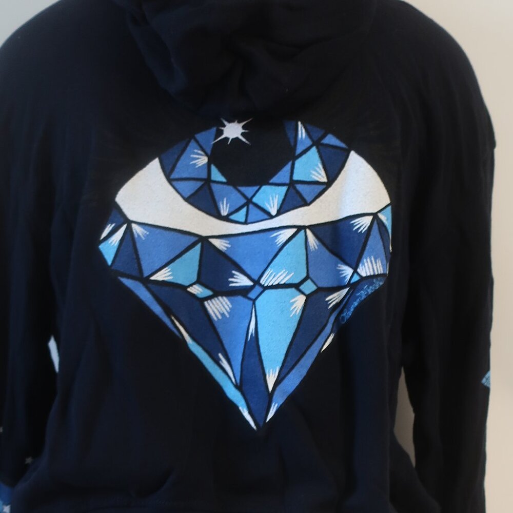 Womens Lauren Moshi  Full Zipper Navy Blue Hoodie Graphic Sweatshirt S - Picture 6 of 7